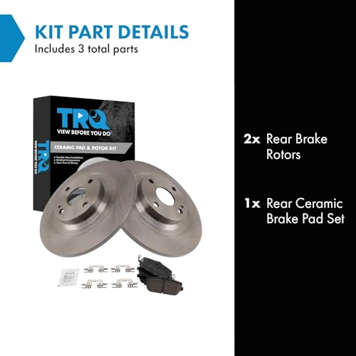 Image of TRQ Rear Brake Pad and Rotor Set Ceramic Compatible with 2017-2020 Fiat 124 Spider 2016-2019 Mazda MX-5 Miata