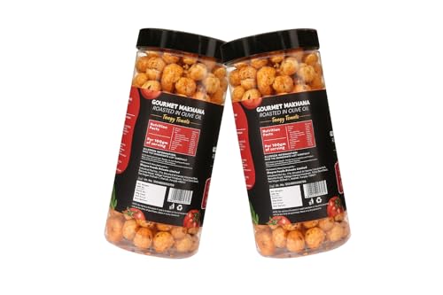 Image of H O M House Of Makhana 130g Tangy Tomato Gourmet Makhana Jar Roasted in Olive Oil, Flavored Makhana Pack of 2 (65gX2)