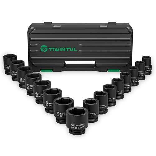 Image of 3 /4 Inch Drive Impact Socket Set, 16 Pieces SAE 11 /16 inch to 1-5 /8 inch | CR-MO Steel, 6 Point, Heavy Duty Impact Socket Set for Large Vehicle and Equipment Maintenance