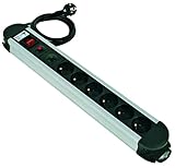 Cordon 1 mètre TEC HIT 852106 - Bloc Multiprise - 6 Prises portection Surtension - 16 A/ 3680 W - Cordon 1 mètre - Sécurité enfant