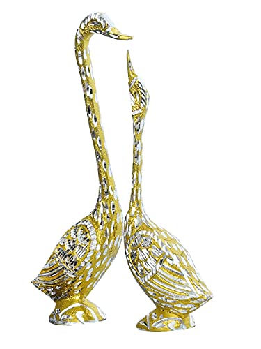 Image of eCraftIndia Silver Golden Metal Kissing Swan Couple Showpiece Love Birds Statue for Home Decor Valentine Gift for Girlfriend Boyfriend Husband Wife Her Him Valentine Day Decoration Items