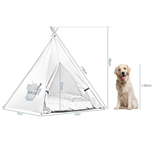 EUGAD Tipi Zelt für Haustiere mit Kissen Haustierzelt für Hunde/Katzen,Katzenhaus Indoor Abnehmbar Waschbar,Tipi Hundezelt Haustierhöhle für Meerschweinchen Kaninchen Hamster Kätzche 75x75x98cm