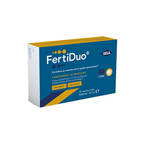FertiDuo - Complément Alimentaire, Contribue au Maintien de la Qualité Spermatique - Vitamines C, E, B12, Sélénium, Acide Folique, Zinc, Oméga 3 - Fertilité Homme - 60 Capsules (30 Jour + 30 Nuit) Cover