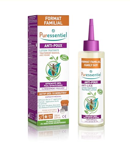 Puressentiel - Anti Poux - Lotion Traitante avec Peigne - Efficacité prouvée pour éliminer poux, larves et lentes - 100% naturel - 200 ml format familial