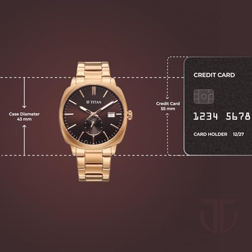 Image of Titan Classique Suave 2.0 Analog with Brown Dial Rose Gold Stainless Steel Strap Watch for Men - 90189WM01