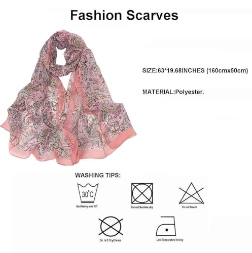 Image of Pokeedioty Scarfs for Women Lightweight Scarves Elegant Floral Pattern Sheer Scarfs Shawls Wraps