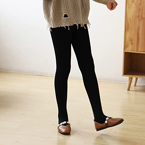 Toddler Girls Cotton Warm Dance Tights, Lined Stretch Cable Knit Leggings, Solid Basic Pantyhose Stocking Pants for Kids4