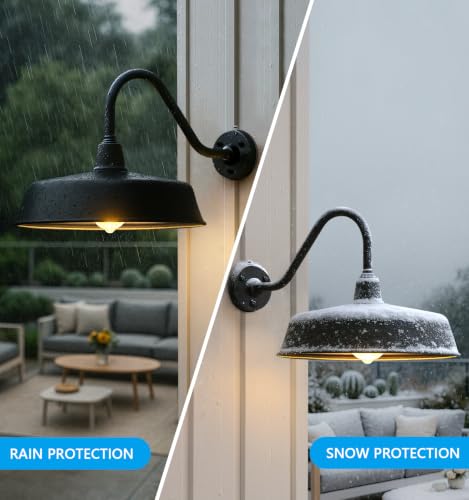 Image of JOESA 18 inch Large Outdoor Gooseneck Barn Lights, Dusk to Dawn, 2-Pack