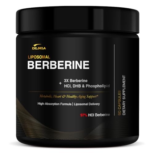 DLNIA Liposomal Berberine Supplement 3X Strength Berberine Matrix with DHB Phospholipids CoQ10 ALA Vitamin D3 Chromium Cinnamon Advanced GLP-1 & Metabolic Support 60 Count