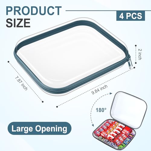 Hoolerry 4 Pcs Hard Clear Zipper Case Makeup Bags Plastic Zipper Pouch Transparent Storage Box Containers for Cosmetics, Snacks, Building Blocks, Puzzles(Clear,9.8 x 7.9 x 2 in,Morandi) by Hoolerry - Image 2