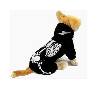 Halloween pet Clothes, Quirky one-Piece Four-Legged Garment Featuring a Printed Skull and Luminous Skeleton Design, Perfect for Dogs. (X-Large,Black)