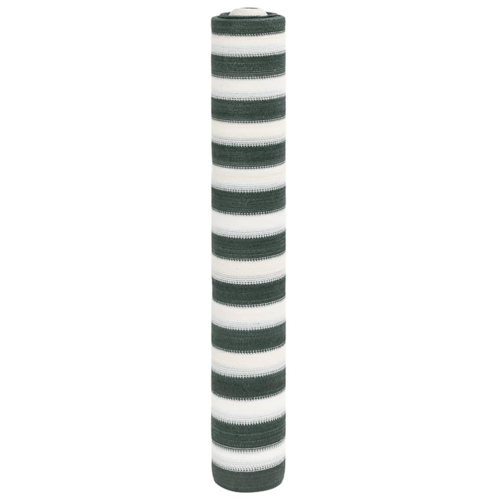 Panneau de clôture en polyéthylène haute densité 150 g/m² - Vert et blanc - 2 x 25 m - Occultant - Protection solaire - Filet d'ombrage - Pour balcon, terrasse, jardin - Protection contre les UV