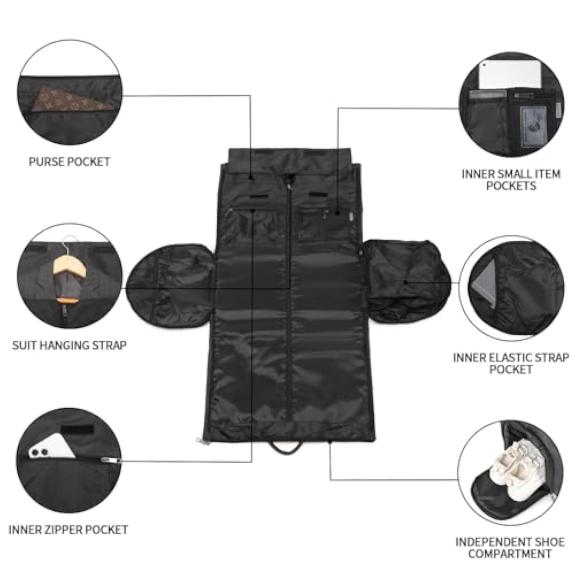 Rolling Garment Bag with Wheels & Shoe Compartment