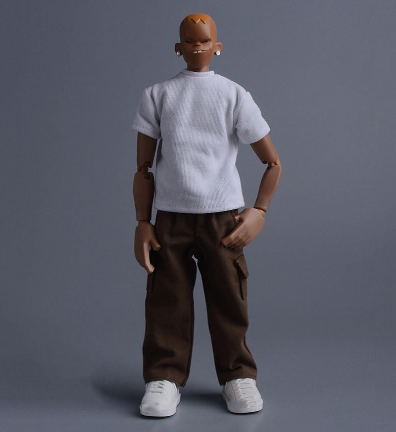 Fremego 1/12 Scale Male Clothes,Men's Pants Trousers Work Pant Overalls Clothes Accessory with Belt for 6inch Soldier Action Figure (Brown)