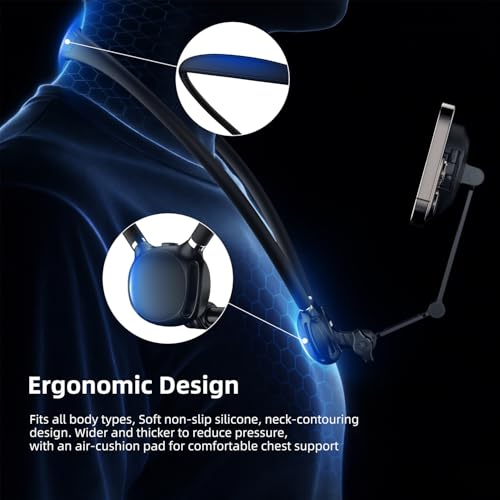 Image of MOBILIFE Magnetic Neck Phone Holder Flexible Hands-Free POV Neck Mount with Chest Strap 360Rotatable Adjustable Silicone Gooseneck Stand for Cellphone Action Camera Vlogging /Sports /Cooking /Recording