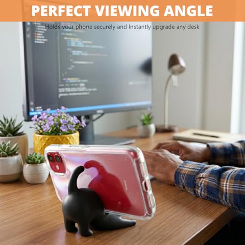 Image of ZORBES Cute Cat Phone Holder Kawaii Fashion Plaster Cat Desk Support Desk Phone Stand Home Decor Desk Decor