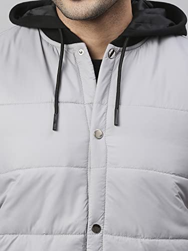 Image of Dennis Lingo Color Block Polyester Regular Fit Full Sleeves Men's Hooded Puffer Jacket with 2 Pockets - Lightweight Casual Winterwear for Men