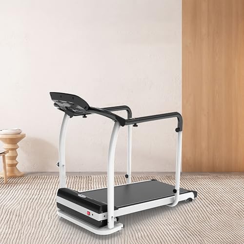 Image of Walking Treadmill, Recovery Fitness Exercise Machine with Full Length Handrails & Heart Rate Measurement, Foldable Treadmill with Adjustable Speed and Slope for Home Use with LCD Display,Black