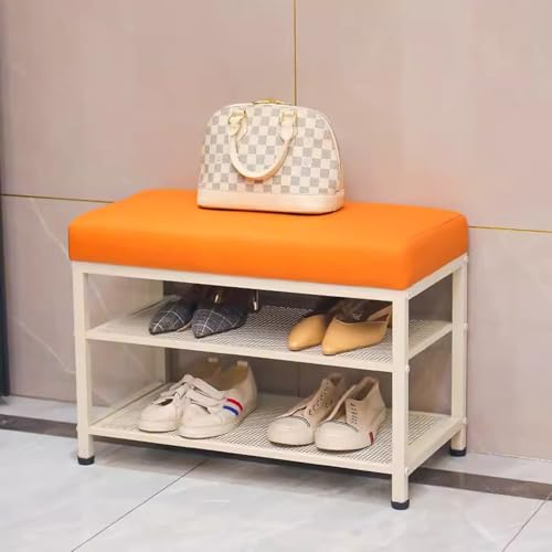 Banc à chaussures orange au design moderne et métal