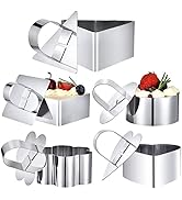 U-Taste 0.6mm Thick Stainless Steel Mousse Cake Ring Set of 5, Mini Pastry Food Salad Pancake Cak...