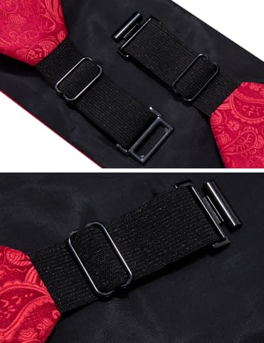 Image of YOHOWA Men Cummerbund Bow Tie Set Silk Paisley Formal Pre-Tied Bowtie Pocket Square Cufflinks Wedding Party Prom