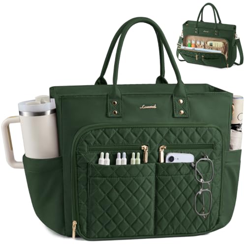 Image of LOVEVOOK Tote Bag for Women, Teacher Nurse Work Laptop Bag, Quilted Bible Computer Shoulder Bag for Business Travel College