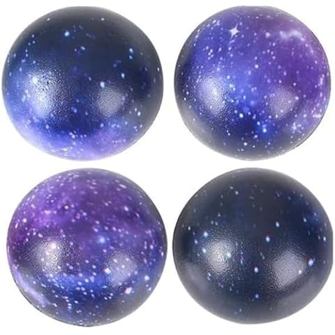 Zugar Land Galaxy Foam Stress Relief 2" Balls (4 Pack) Squeeze Relaxable Stress Relief for Kids and Adults Calming Figdet Toy Autism ADHD Fun Soft Toys for Party Favors (4 Balls) Cover