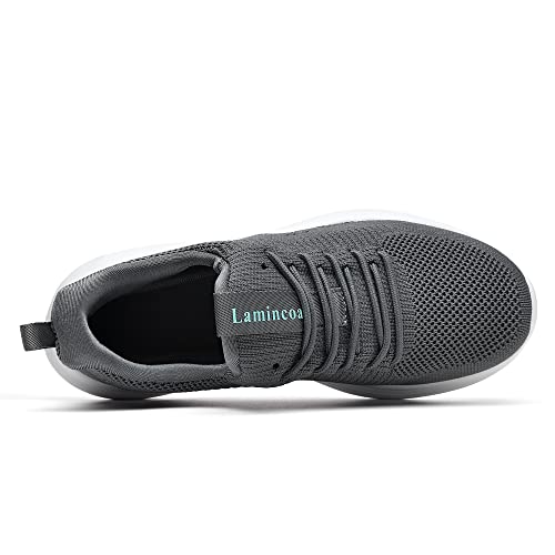 Lamincoa Womens Walking Shoes Thickening Slip On Lightweight Comfort Casual Memory Foam Tennis Sneakers for Gym Running Work Grey US 9.54