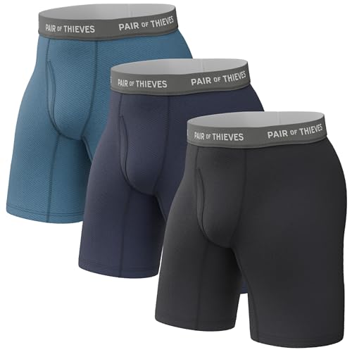 Pair of Thieves Men Super Fit Long Boxer Briefs | Underwear for Men | 3 Pack | Lightweight, Soft,...