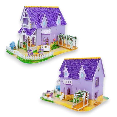 Image of Big Style 3-Story Princess Dollhouse with Slide & Furniture | Luxury Pink Castle Doll House Toy for Girls | DIY Pretend Play Villa Playset Birthday Gift for Kids (Doll House 11)