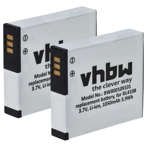 vhbw 2X Batterie Compatible avec Maginon Action Cam AC-800W caméra vidéo caméscope (1000mAh, 3,7V, Li-ION)