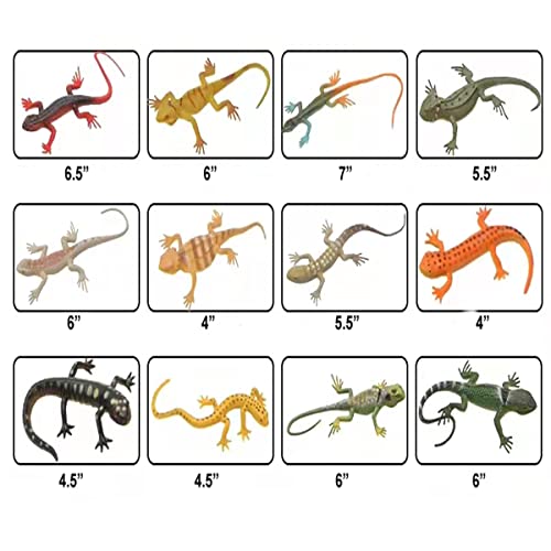 Momoplay 12Pcs Colorful Fake Lizard Toys, Reptile Lizard Action Figures, Chameleon Animal Playset For Gag Toys, Pranks Props, Birthday Gifts, Cup Cake Topper, Garden Decoration Figures For Kids #TOP7