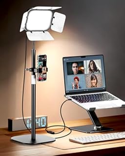 EMART Zoom Meetings Streaming Luce per scrivania con collo d'oca flessibile, videoconferenza desktop Chiamate Selfie Key Light, registrazione Keylight Illuminazione continua uscita per computer