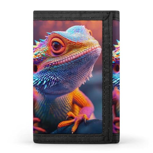 Bearded Dragon Lizard Reptile Trifold Wallet Slim Credit Card Holder Minimalist Front Pocket Money Clip for Women Men