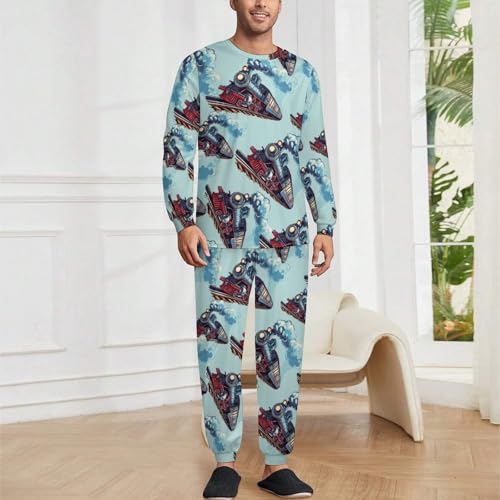 Train Pajama Set Long Sleeve Lounge Sets Sleepwear 2 Pjs Nightwear for Men Women2
