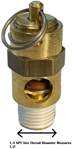 American Made ASME Code 5-Pack of Brass Air Compressor Safety Valves Featuring Stainless Steel Spring & Silicone Seal, 1/4 NPT, 375 PSI, 316 CFM, with Internal Viton Seal