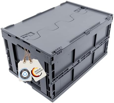 Caja plegable resistente con tapa, contenedor grande 60L, caja de...