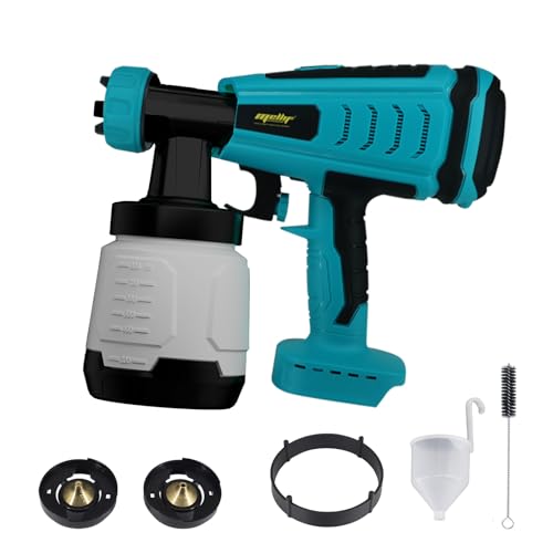 Mellif Akku Farbsprühsystem für Makita Akku 18V, Förderleistung 1000 ml/min, 800 ml Behälter, mit 3 Düsen (1/1.5/2.5mm), Bürstenlosen Motor, kabellose Farbsprühpistole für Wänden, Möbel, Lackfarbe