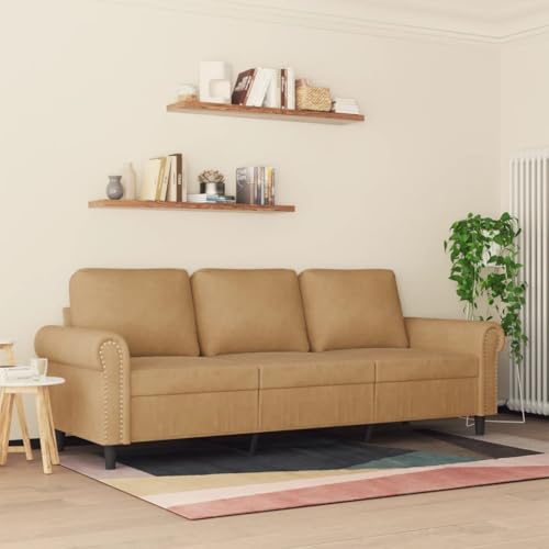 MOBCANT 3-Sitzer-Sofa Braun 180 cm Samt Wohnlandschaft Couch Couchgarnitur Schlafsofa für Wohnung Schlafzimmer Büro Empfangsraum – Bild 5