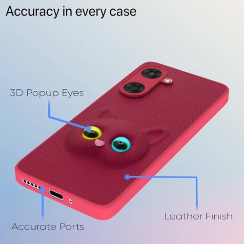 Image of Pikkme Back Cover for Oneplus Nord Ce 5 5G | Cute Cat Leather Finish for Girls | Soft TPU | Bumper Case (Pink)