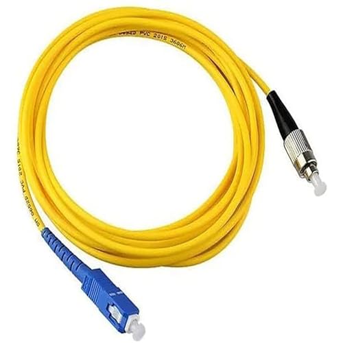 Image of Madhabi 5M SC to FC Singlemode Fiber Optic Patch Cord, Simplex 9 /125m Jumper Cable, Yellow Jacket, High-Speed Data Transmission and Internet Connectivity