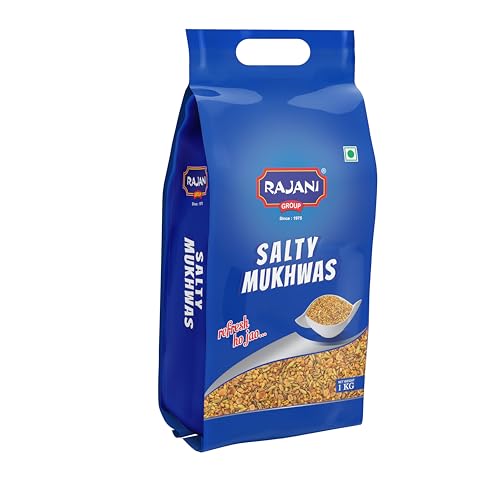 Image of RAJANI Salty Mukhwas 1Kg Pouch, Digestive Mukhwas with Saunf & Dhanadal | Crunchy, Roasted & Salted Fennel Seeds Mouth Freshener | After-Meal Premium Mukhwaas | After Meal Snacks | Helps Digestion