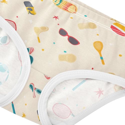 Wusikd Colorful Badminton Girls' Underwear Cotton Rackets Girls Briefs Soft Toddler Underwear 2T4