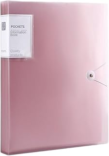 File Folders A4 Color Transparent Folder Document Large Capacity Dustproof Waterproof File Organizer Score Test PaperHolder Student File Jacket(Pink)