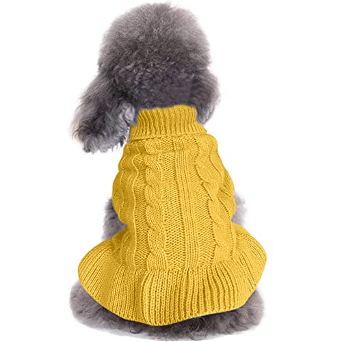 Knitted Small Dog Sweater Dress, Turtleneck Warm Winter Puppy Clothes
