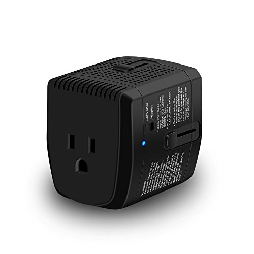 [UL Test Pass] World Travel Adapter and Power Converter Combo 2000 Watts Step Down Voltage Converter 220v to 110v Universal Plug Adapter US to UK Europe AU Asia for Laptop MacBook Cell Phone