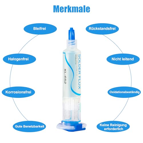 KELLYSHUN Flussmittel Löten,Lötpaste und Entlötlitze,No-Clean Lötflussmittel (1 Stück),Sn99%/Ag0.3%/Cu0.7% Lötpaste (1 Stück), 2.5MM/3M Entlötlitze (1 Stück),Für BAG,SMT,IC,PCB,Elektronik Löten