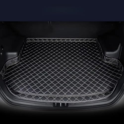 PU Leather Cargo Liner for Audi TT (4-Seater) 4-Seater MK2 2007-2014, Anti-Slip Cargo Tray Liners All Weather Protection Soft Wipeable Non-Slip Backing,Black with Beige Trim