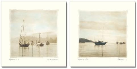 wallsthatspeak 2 botes portuarios artísticos impresiones fotográficas de velero decoración de arte náutico, 12 x 12 pulgadas