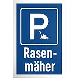 DankeDir! Parkplatz Rasenmäher - 30 x 20 cm Schild Kunststoff - Garten Deko Rasenmäher Stellplatz - Geschenkidee für Gartenliebhaber - Wetterfestes Hinweisschild